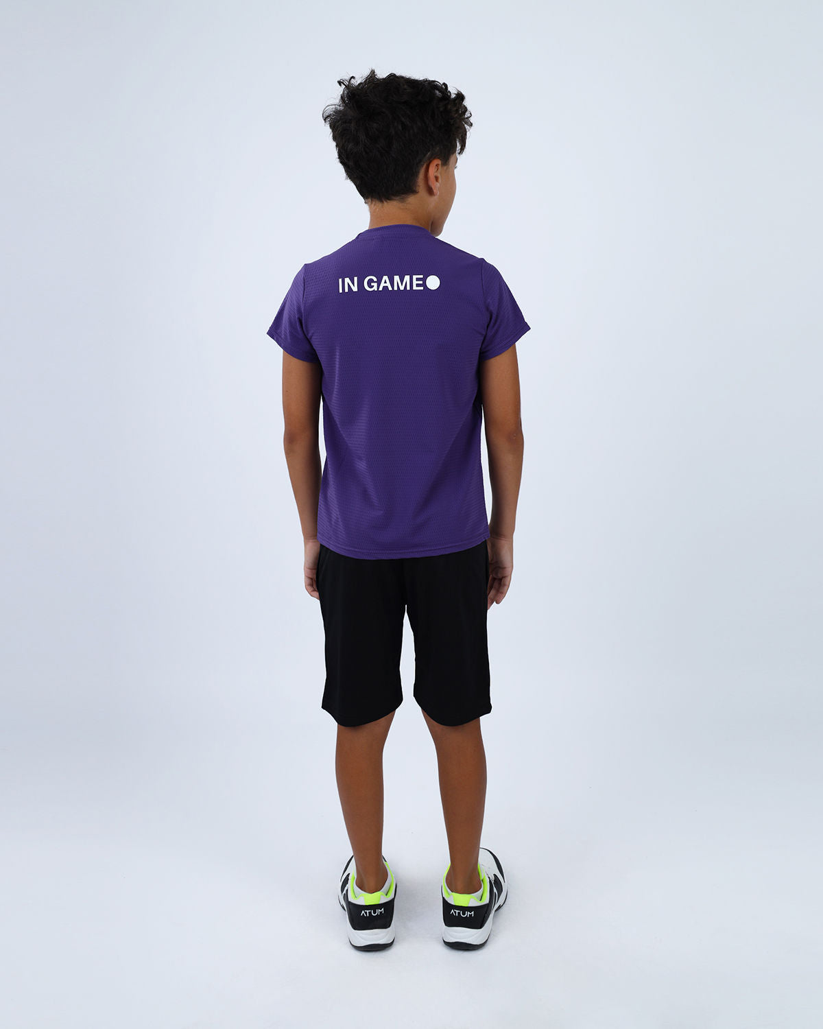 Crew Neck Short Sleeve Purple Breathable Top-Atum -40365177