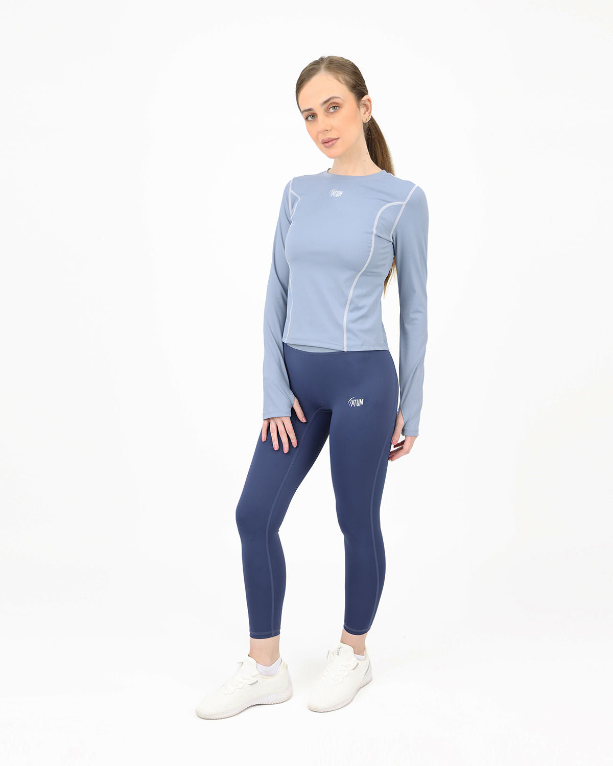 Streamline Long Slevess Women's Blue Top-Atum -86956974