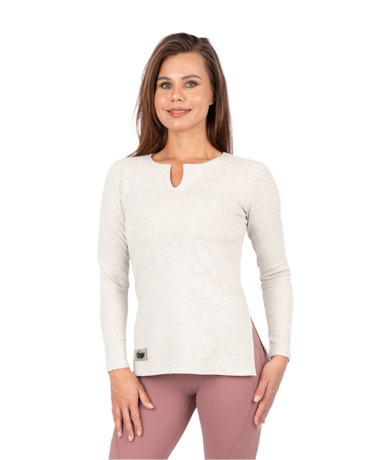 Cotton Rib Long Sleeve Gray T-Shirt-Atum -32741950