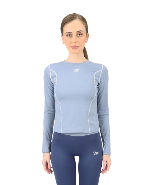 Streamline Long Slevess Women's Blue Top-Atum -2947032