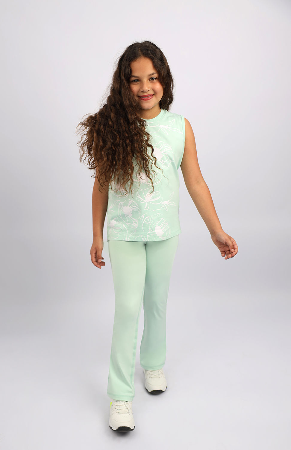 Girl's Flowery Mint Tank Top