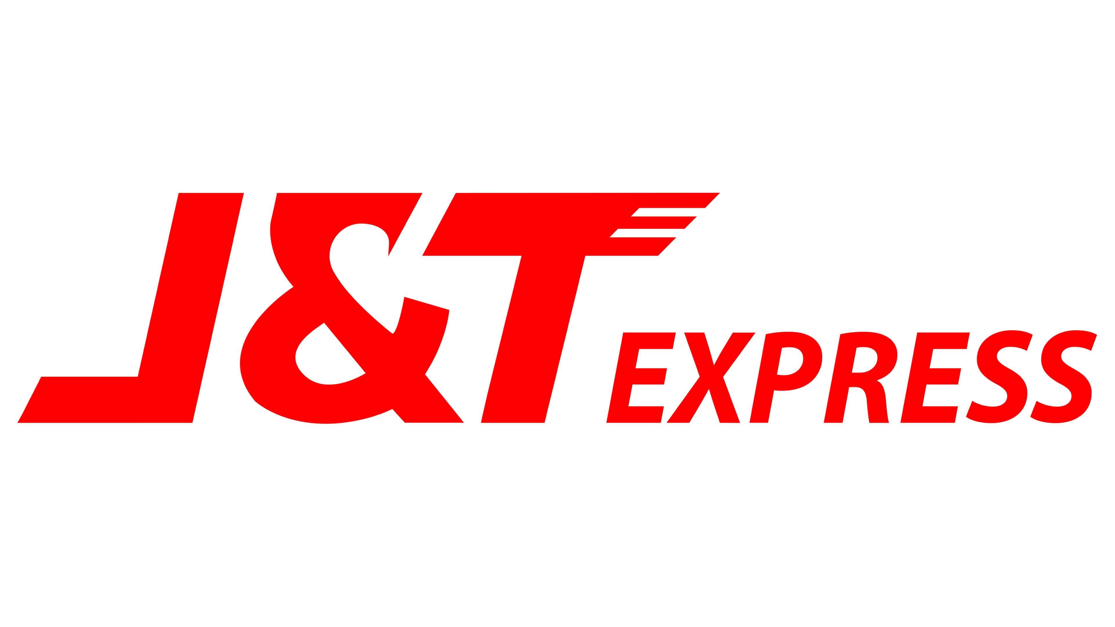 the j & t express logo is shown in red on a white background with the words j & t express below it