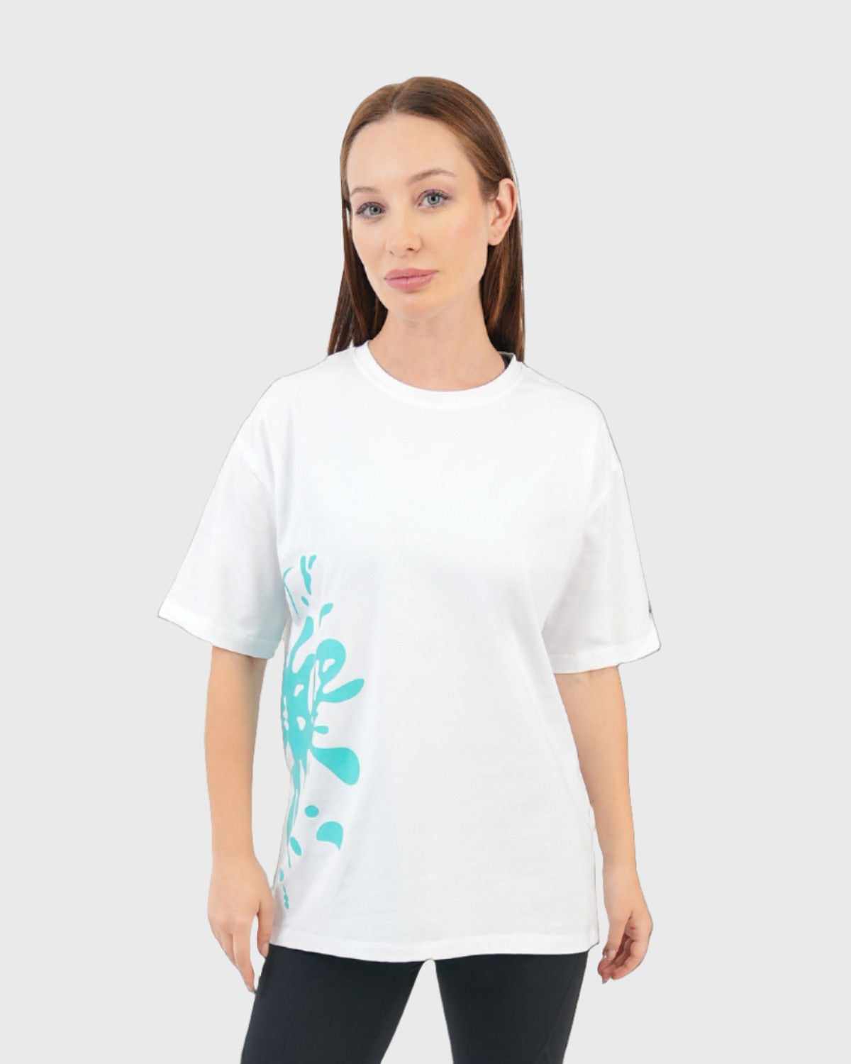 Oversized Splash White T-Shirt-Atum -23483481