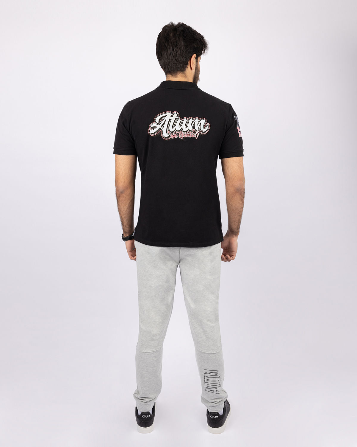 Men's Black Polo Shirt-Atum -57813335