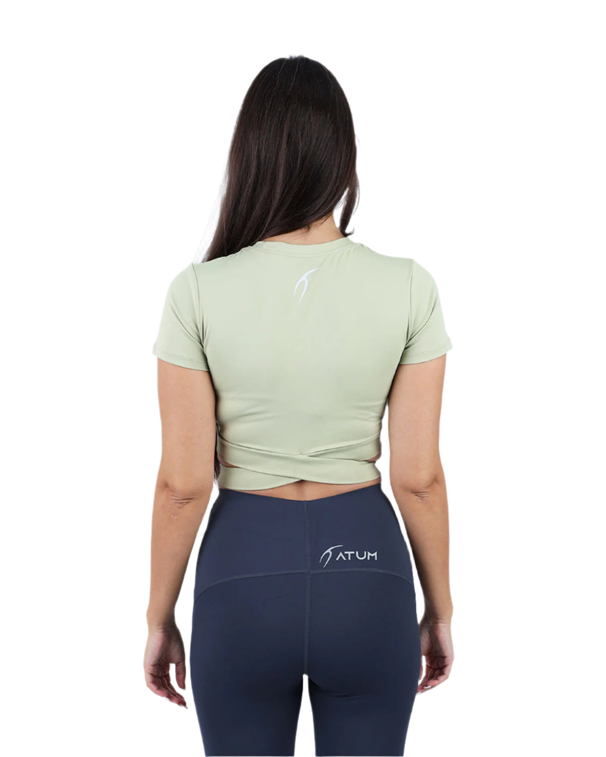 Twisted Short Sleeves Green Crop Top-Atum -71012049