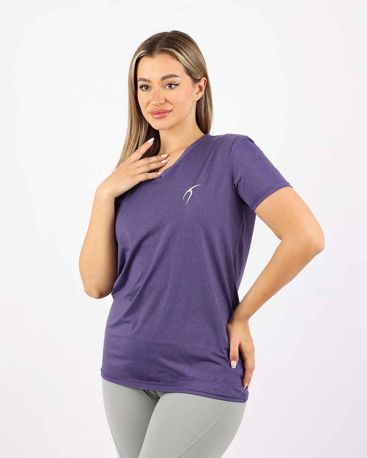 V Neck Training Purple Top-Atum -67976972