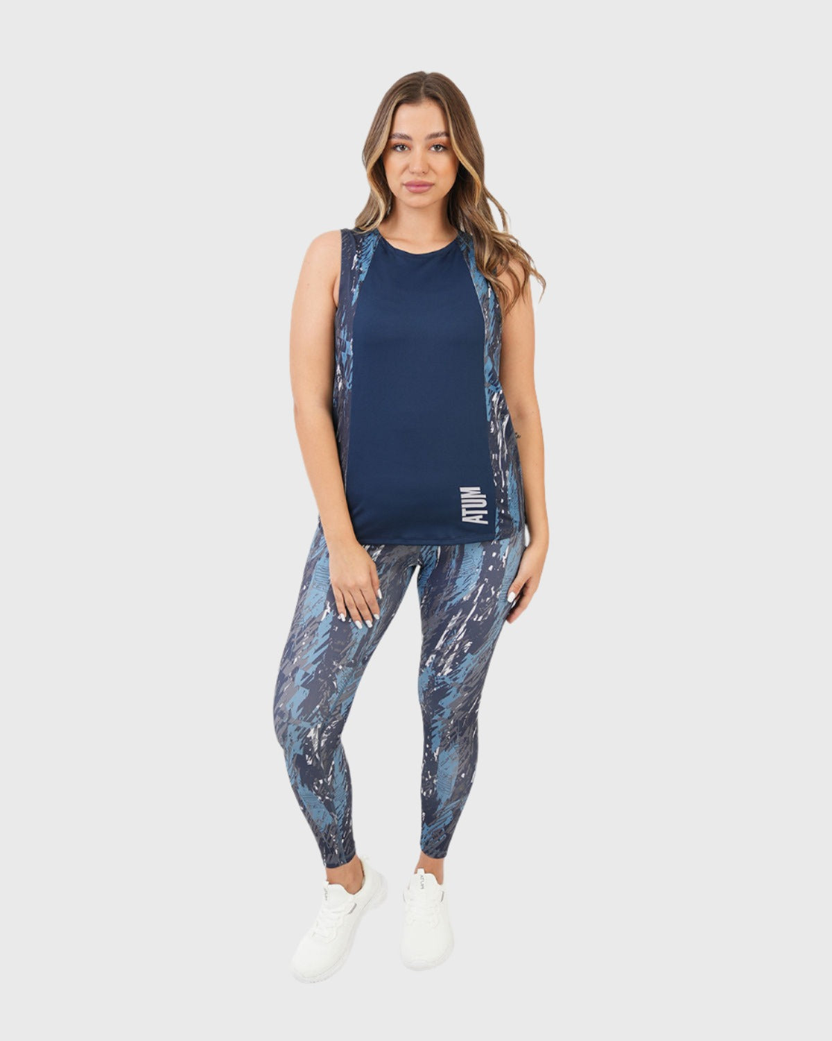 Marble Printed Navy Tank Top-Atum -74766052