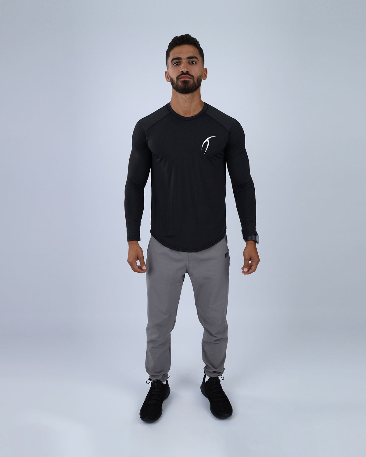 Long Sleeve Running Black Tee-Atum -22057246