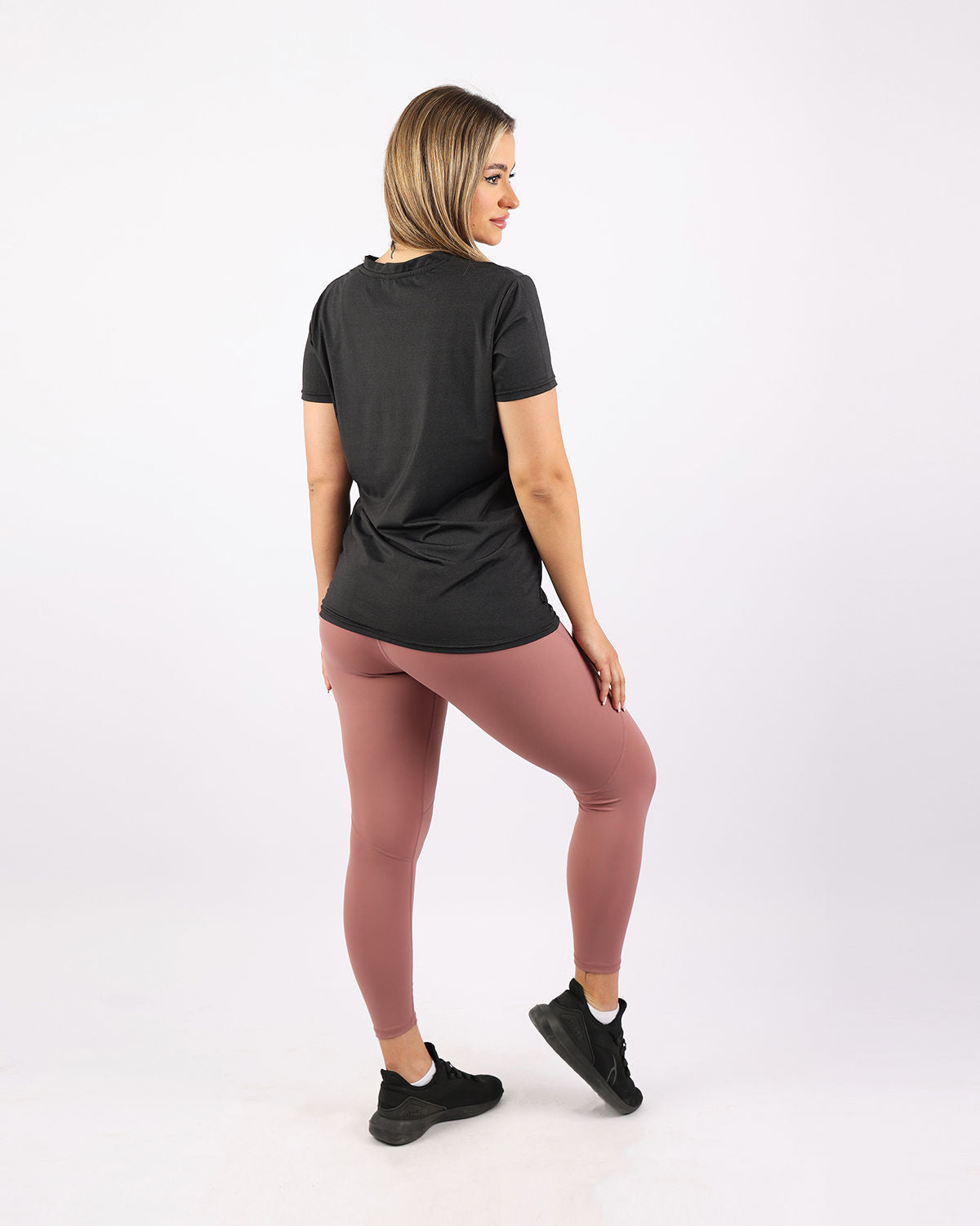 V Neck Training Black Top-Atum -96845835