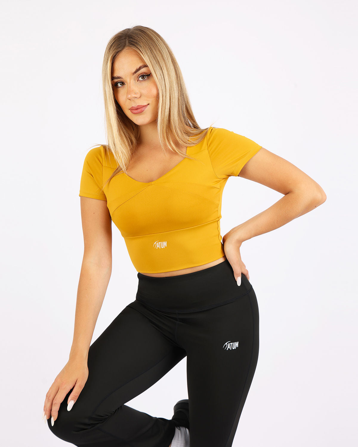 Serenity Sculpt Yellow Crop Top-Atum -92879038