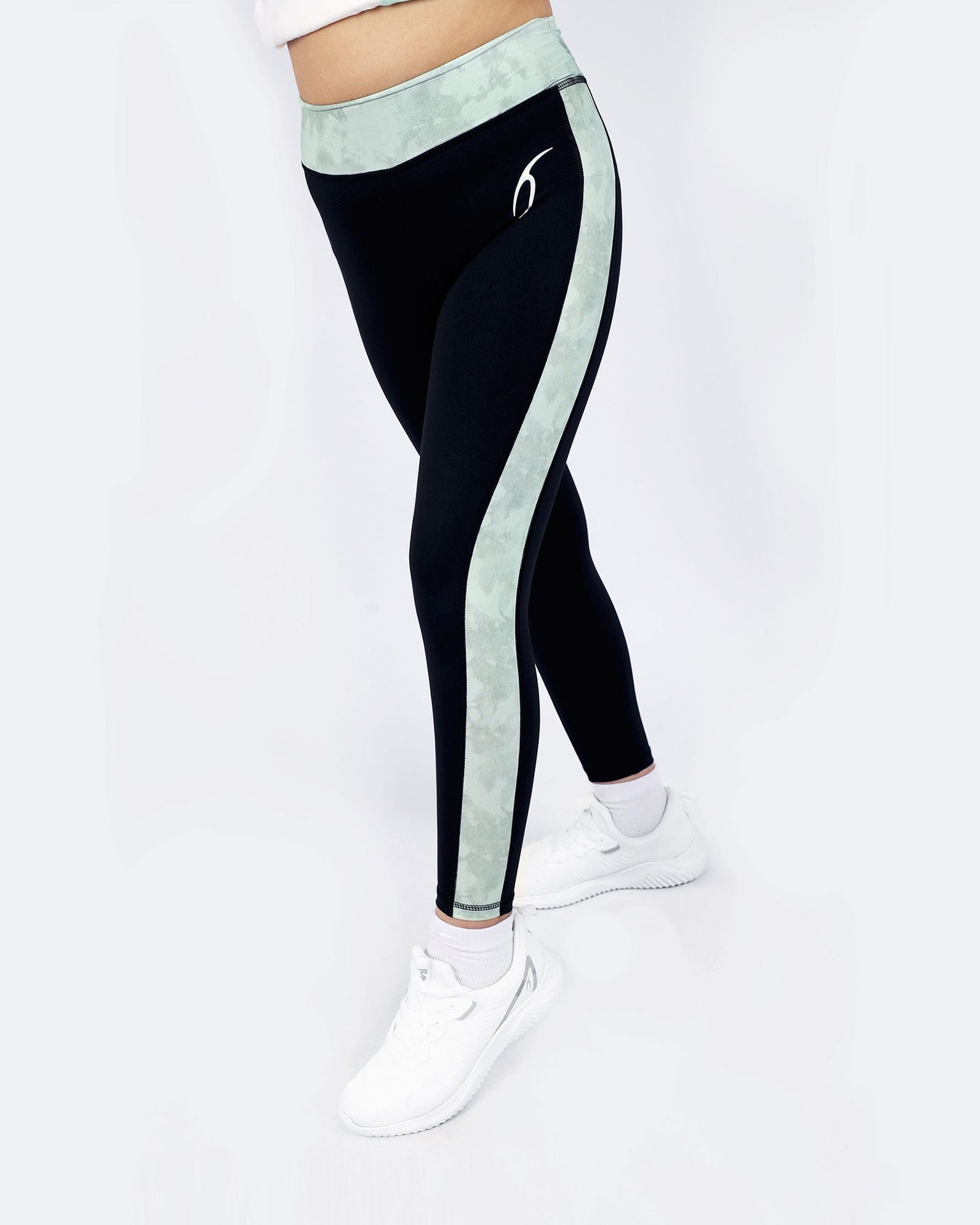 Girl's Marble Black Leggings-Atum -77329779