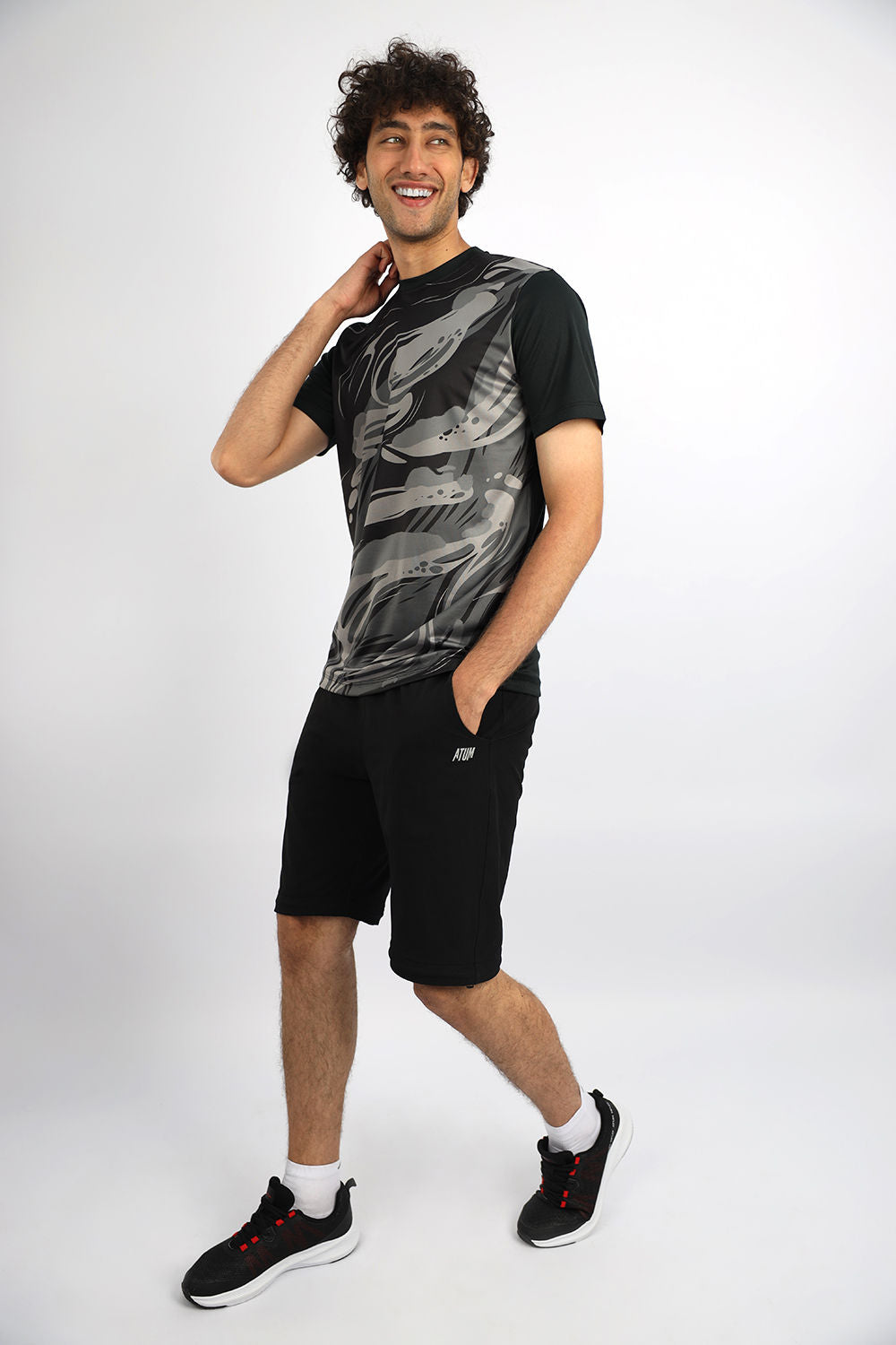 Men's Crew-Neck Black T-Shirt-Atum -26360822