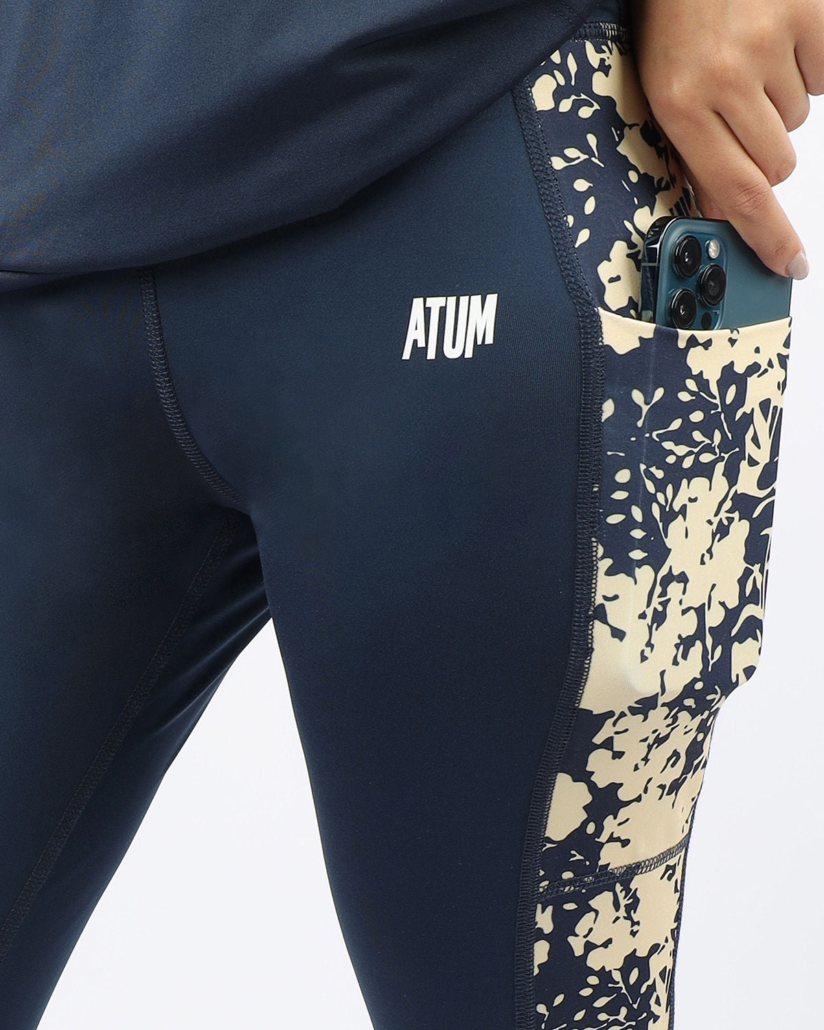 Printed Panel Navy Leggings-Atum -60360069