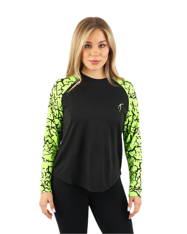 Crew Neck Long Sleeve Green Top-Atum -16461633