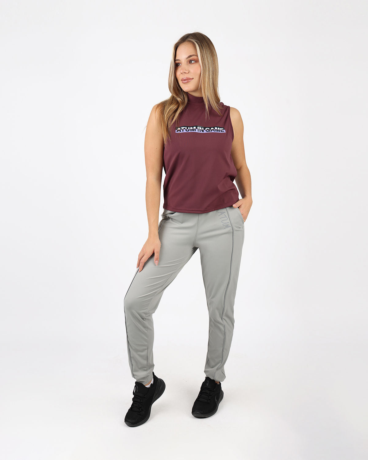 Sleeveless Training Burgundy Tank Top-Atum -79903720