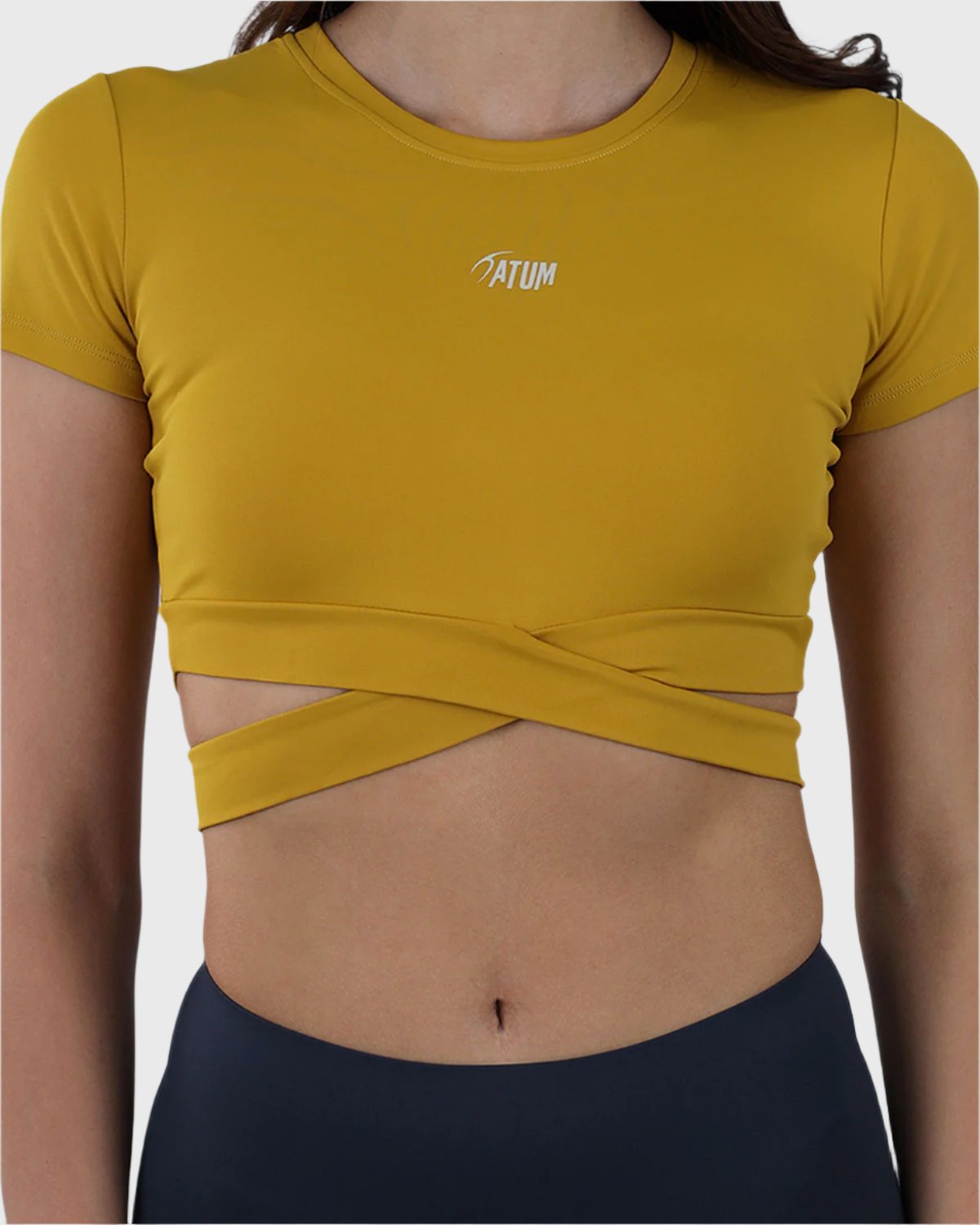 Twisted Short Sleeves Yellow Crop Top-Atum -27706570