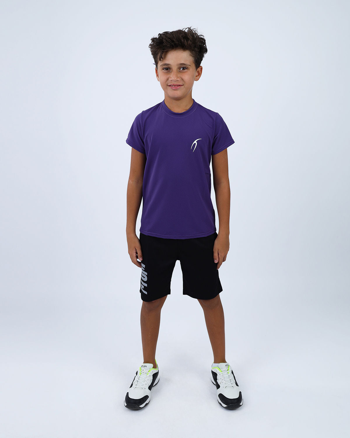 Crew Neck Short Sleeve Purple Breathable Top-Atum -20413372
