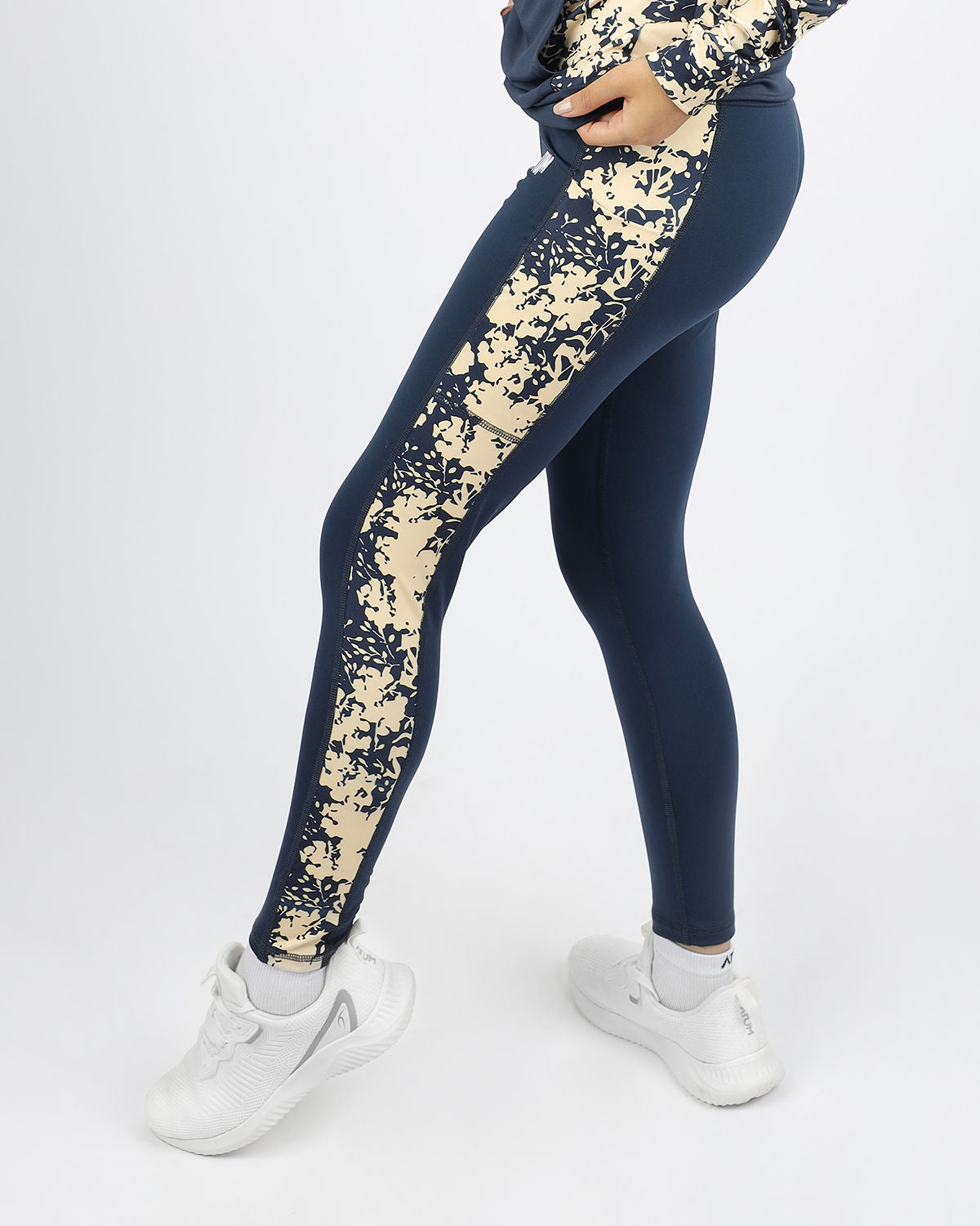 Printed Panel Navy Leggings-Atum -83056710