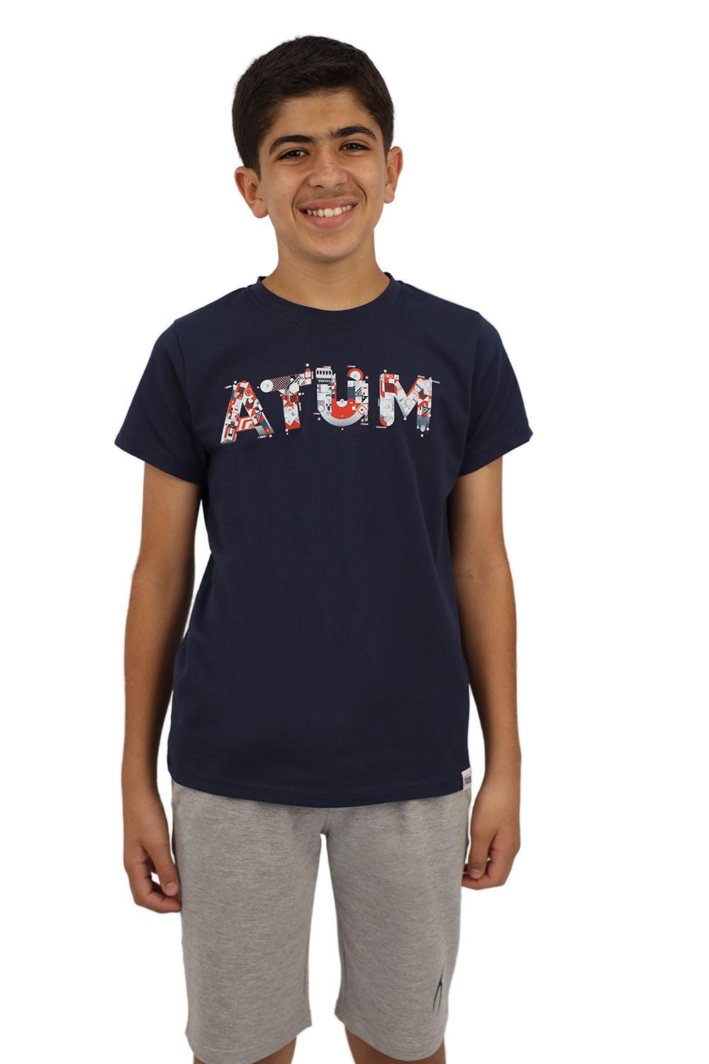 Boy's Short Sleeves Basic Navy T-shirt-Atum -76212130
