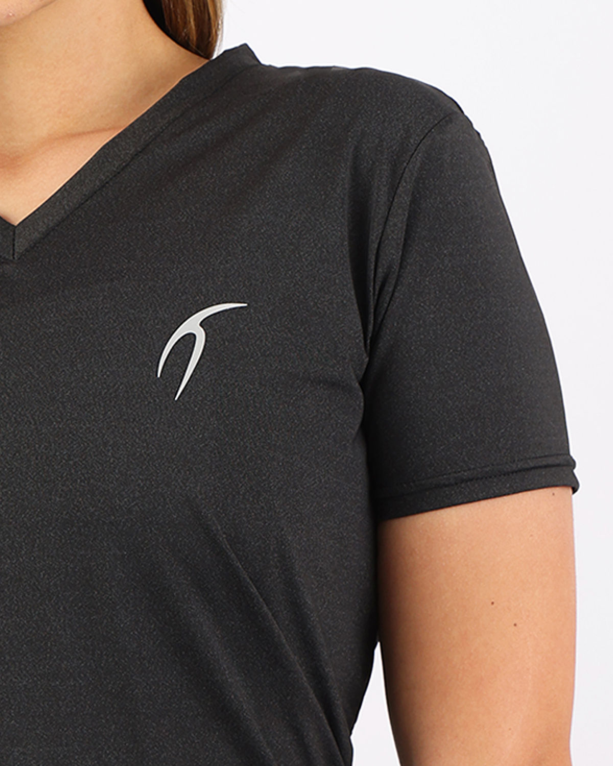 V Neck Training Black Top-Atum -48496418