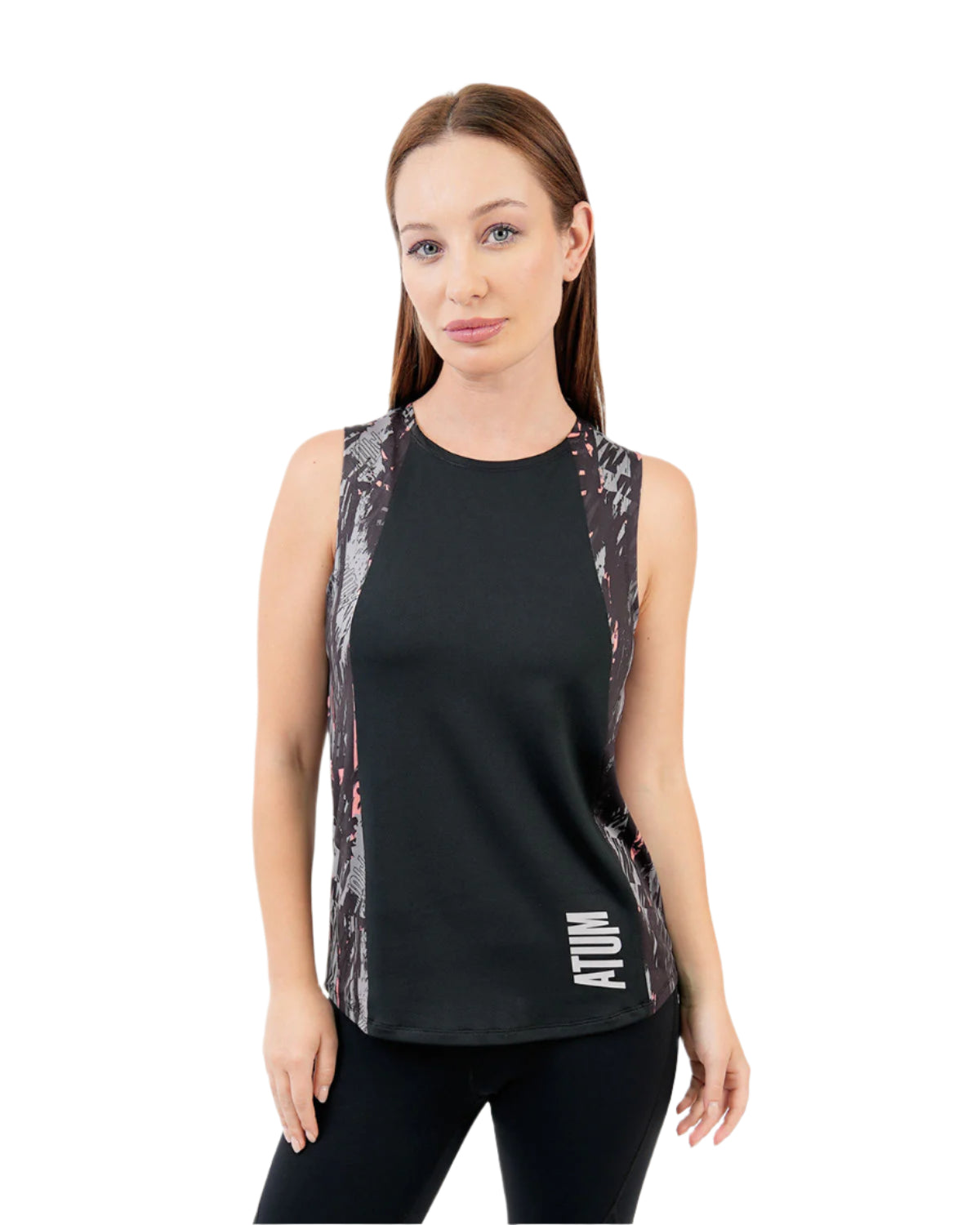 Marble Printed Black Tank Top-Atum -12093959