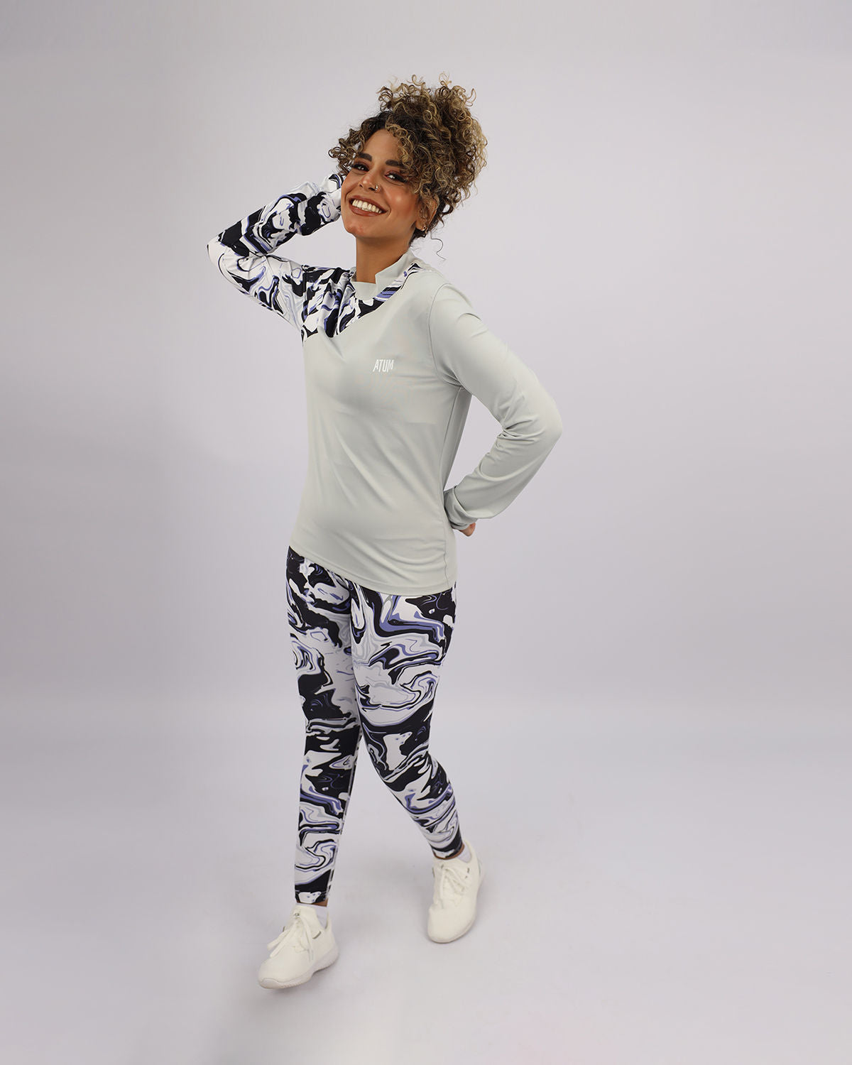 Blooming High Waist Purple Leggings-Atum -35659605