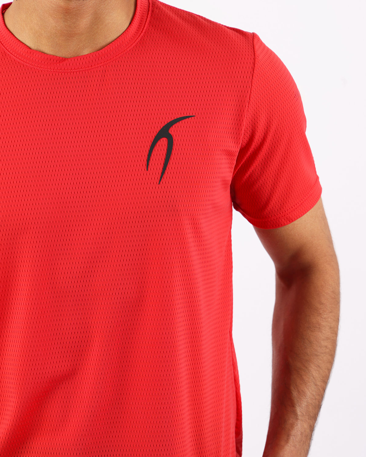 Crew Neck Short Sleeve Red Athletic Top-Atum -33006986