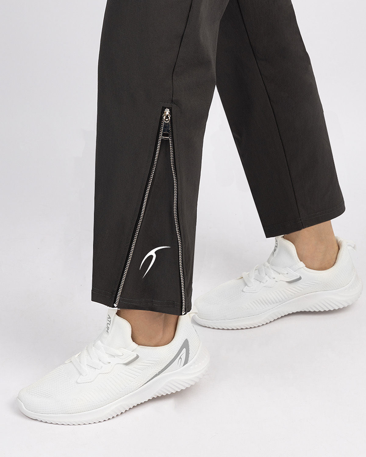 Slit Zipper Gray Women's Pants-Atum -14695924