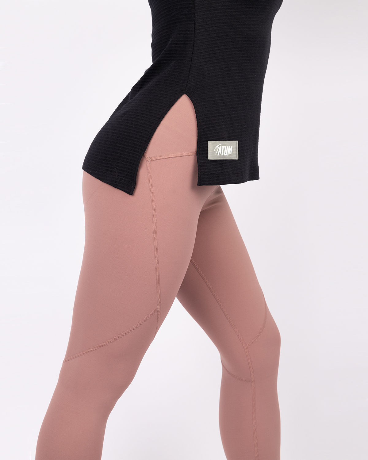 Cotton Rib Long Sleeve Black T-Shirt-Atum -73424074