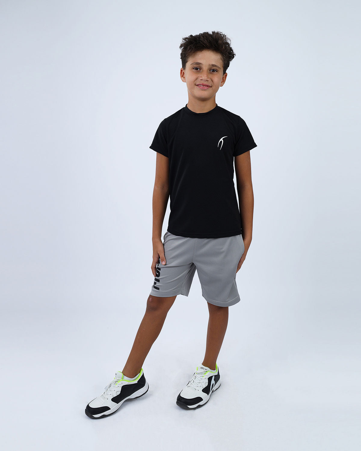 Crew Neck Short Sleeve Black Breathable Top-Atum -75682608