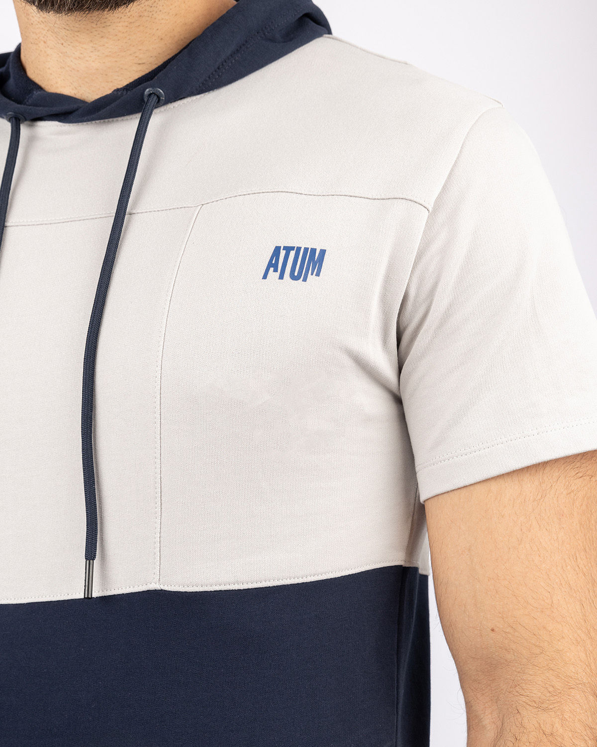 Half Sleeve Light Gray Hoodie-Atum -75452130