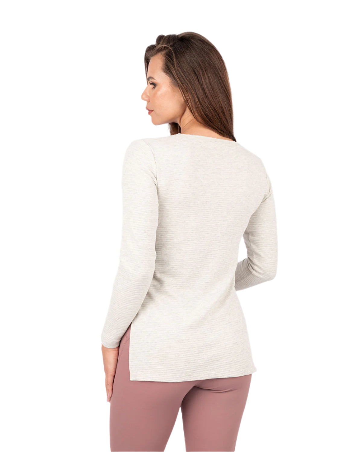 Cotton Rib Long Sleeve Gray T-Shirt-Atum -76912877