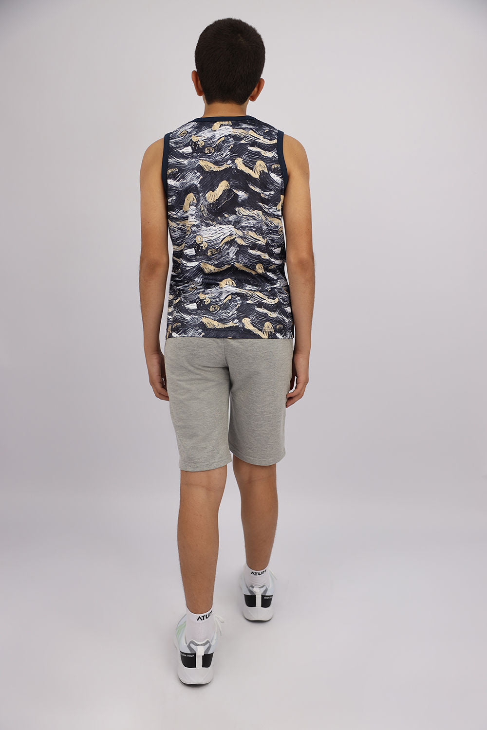 Boy's Printed Navy Tank Top-Atum -15785810