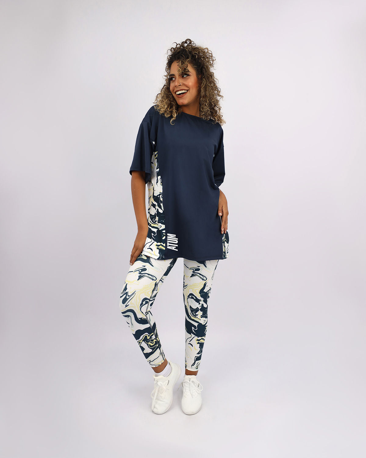 Women's Oversized Navy T-Shirt-Atum -12955039