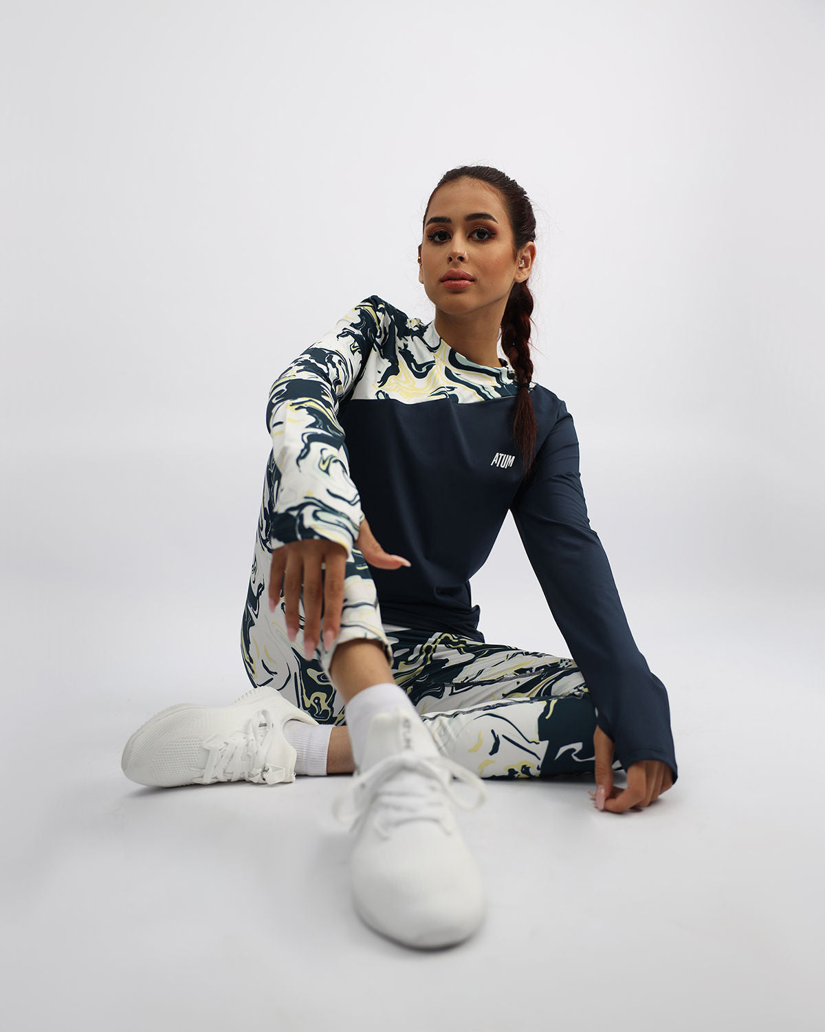 Long Sleeve Women's Navy T-Shirt-Atum -12548662