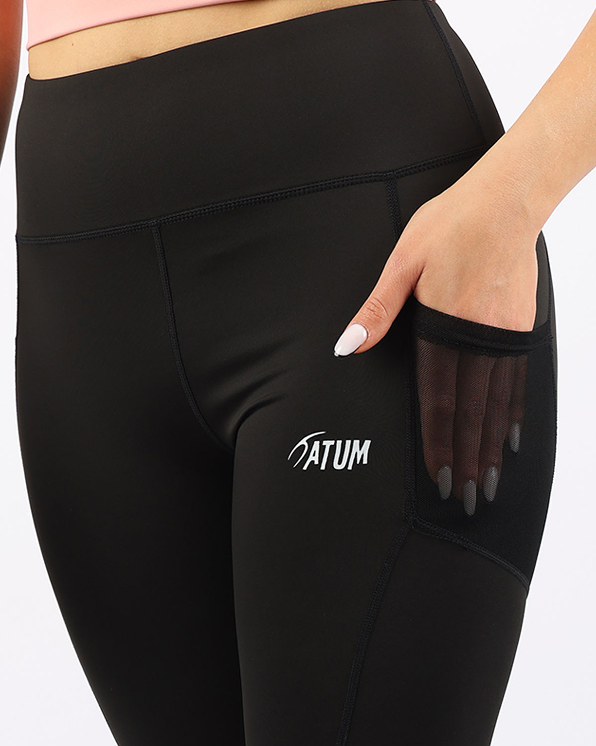 Pocket Flex Capri Black Leggings-Atum -40888980