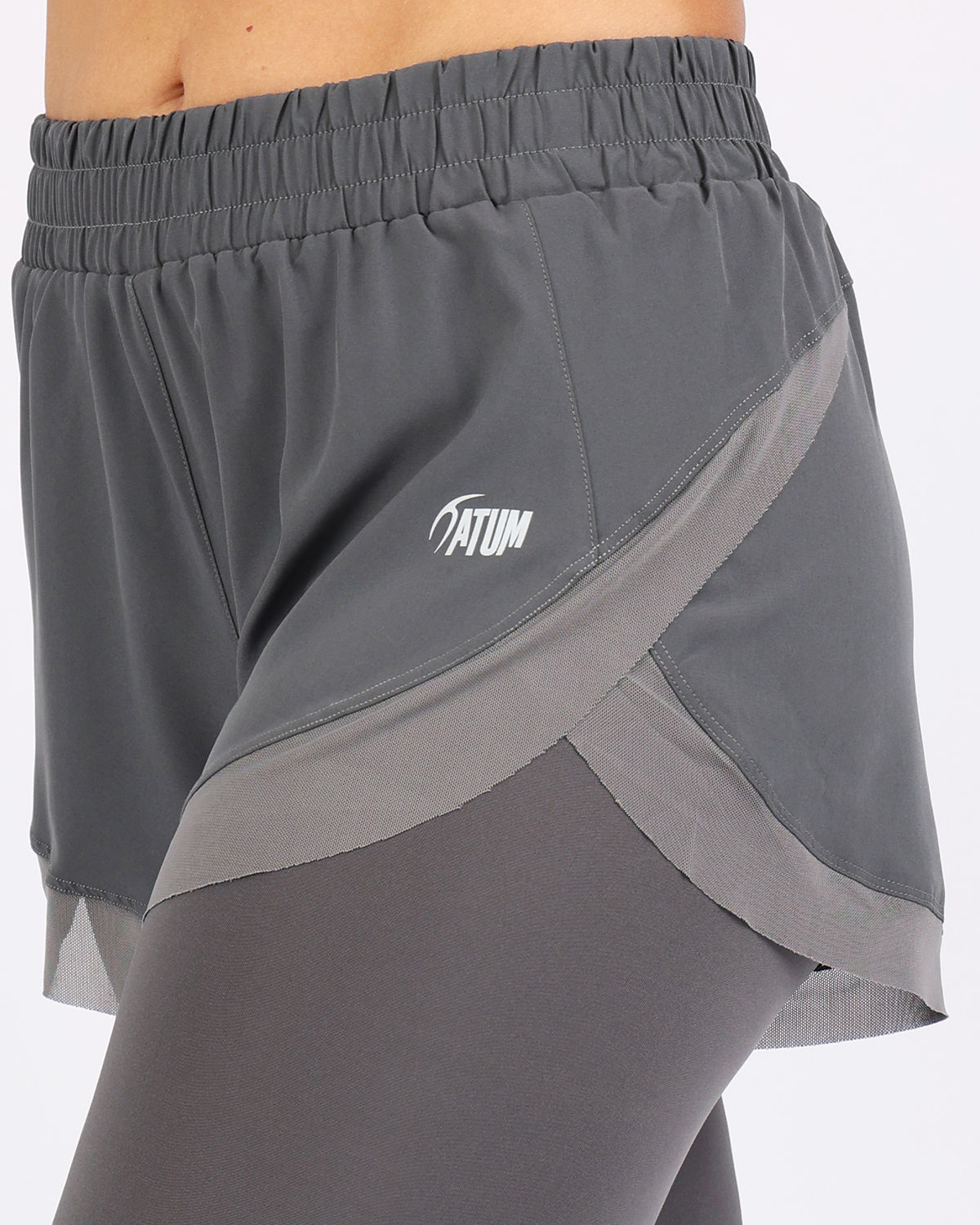 Pocket Wave Skort Gray Leggings-Atum -24332305