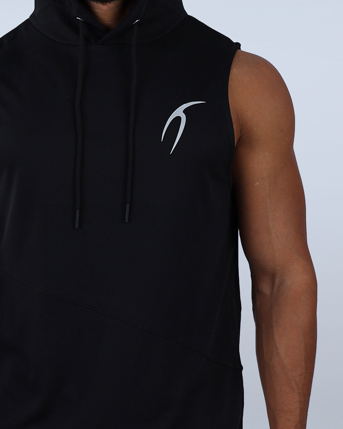 Sleeveless Breathable Black Hoodie-Atum -28354550