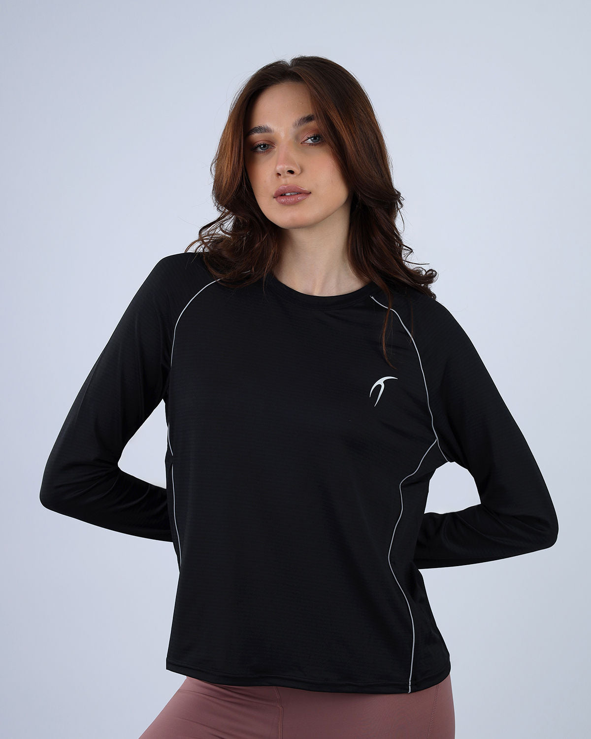 Slim Long Sleeve Black Top-Atum -22262387