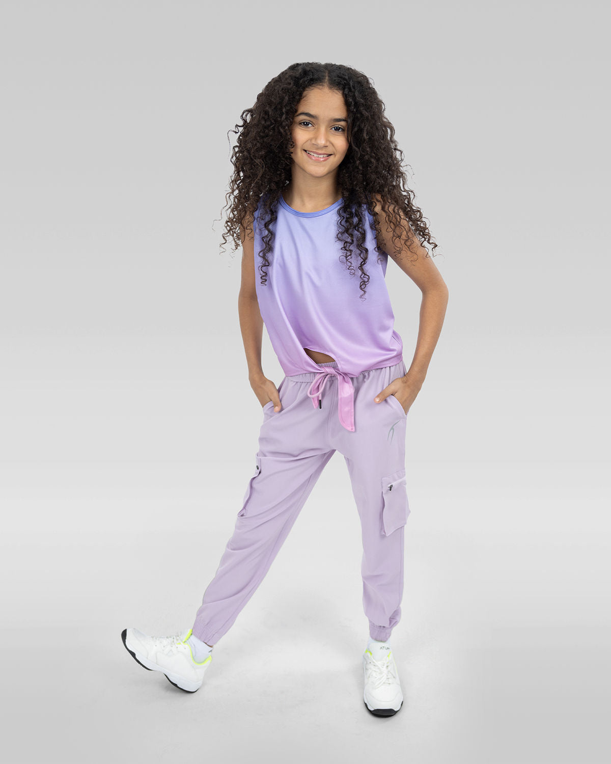 Girls Plain Purple Tank Top-Atum -47457745
