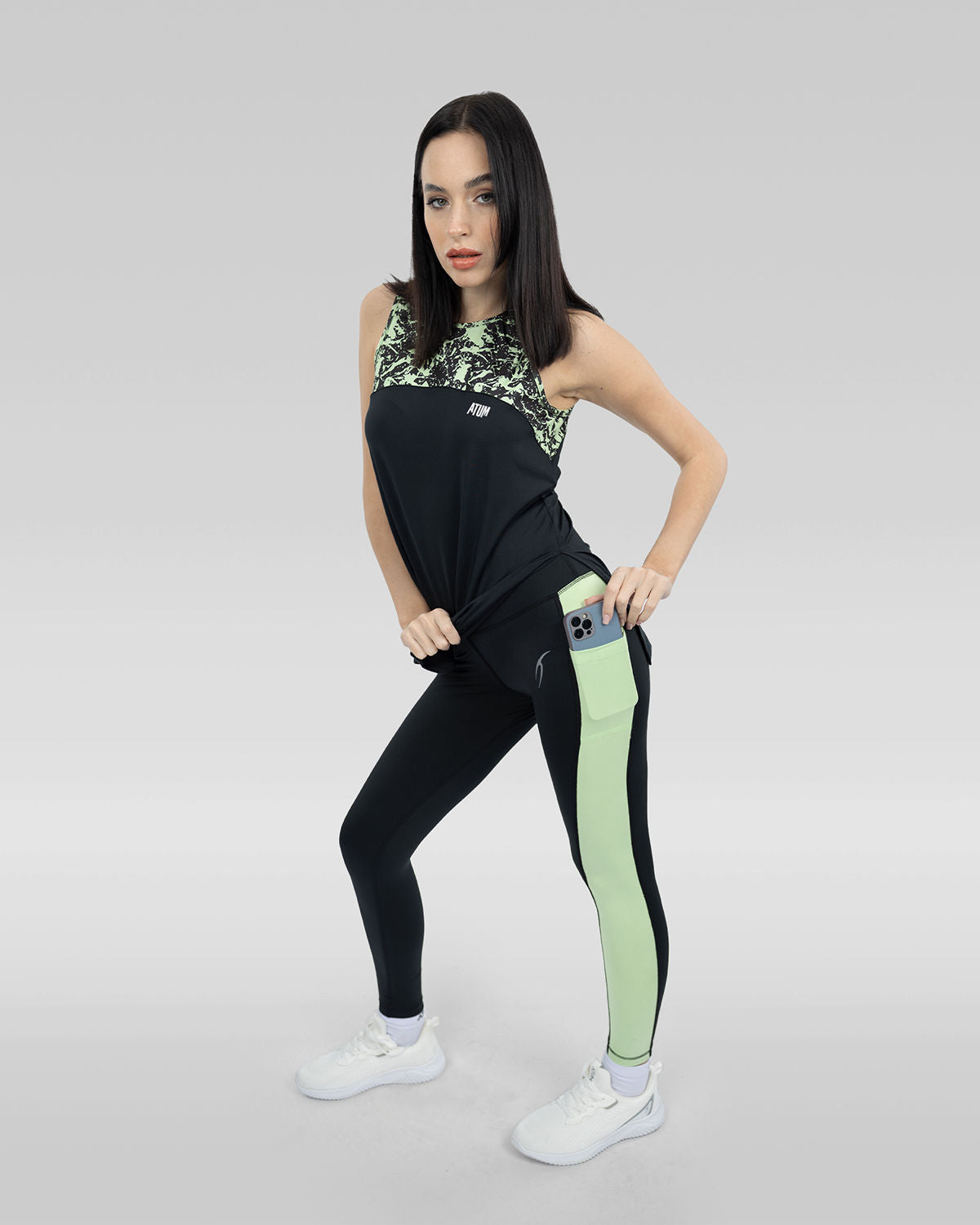 Printed Black Tank Top-Atum -84153009