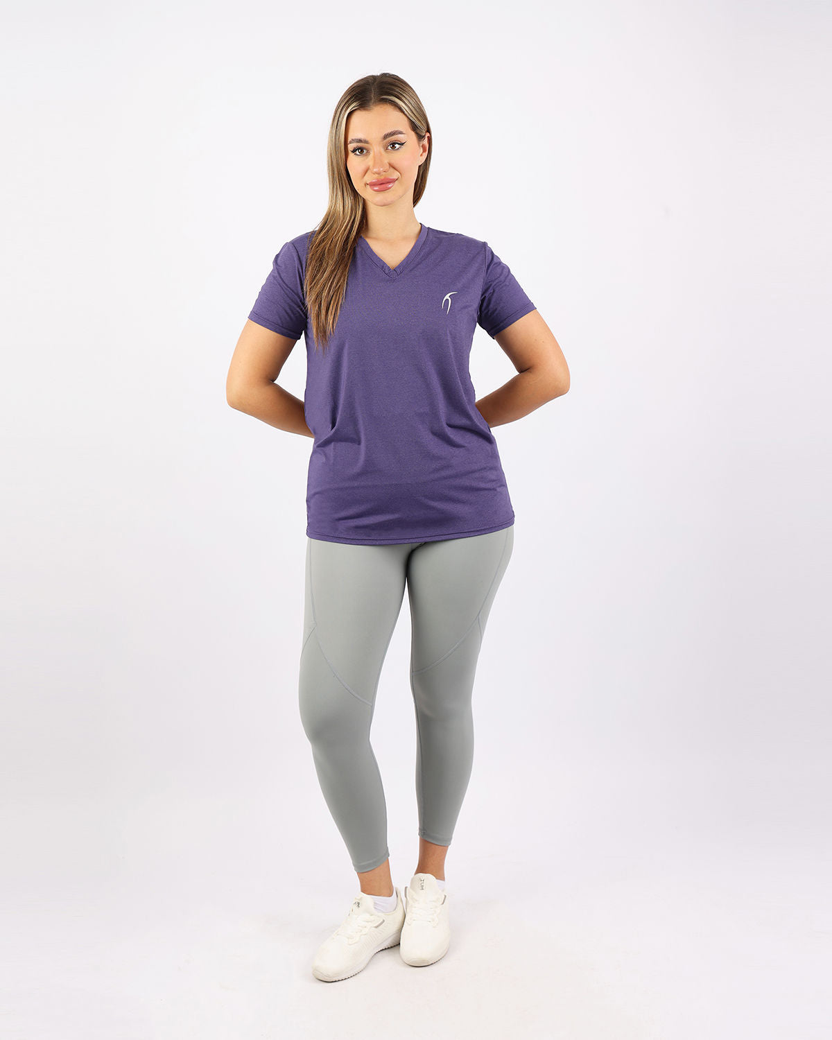 V Neck Training Purple Top-Atum -84781012