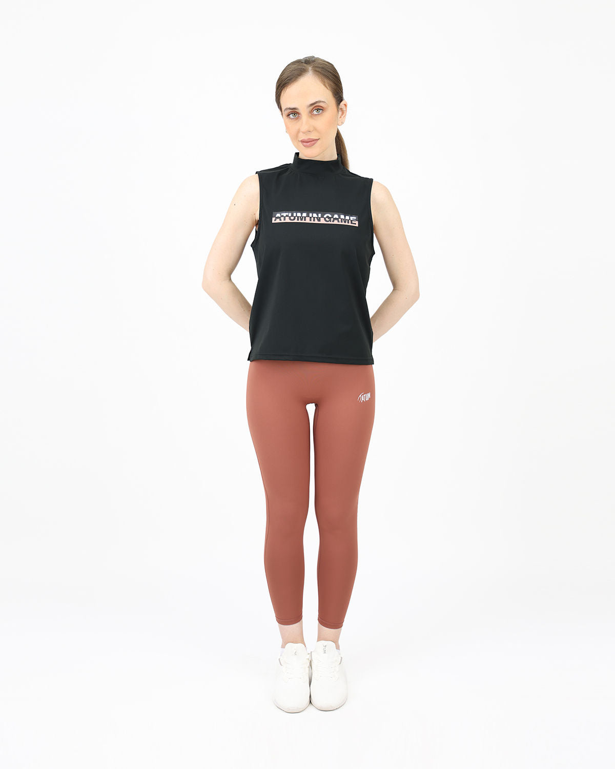 Sleeveless Training Black Tank Top-Atum -56432003