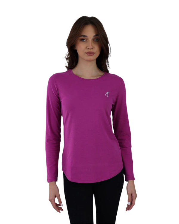 Basic Long Sleeve Dark Purple T-Shirt-Atum -68466950