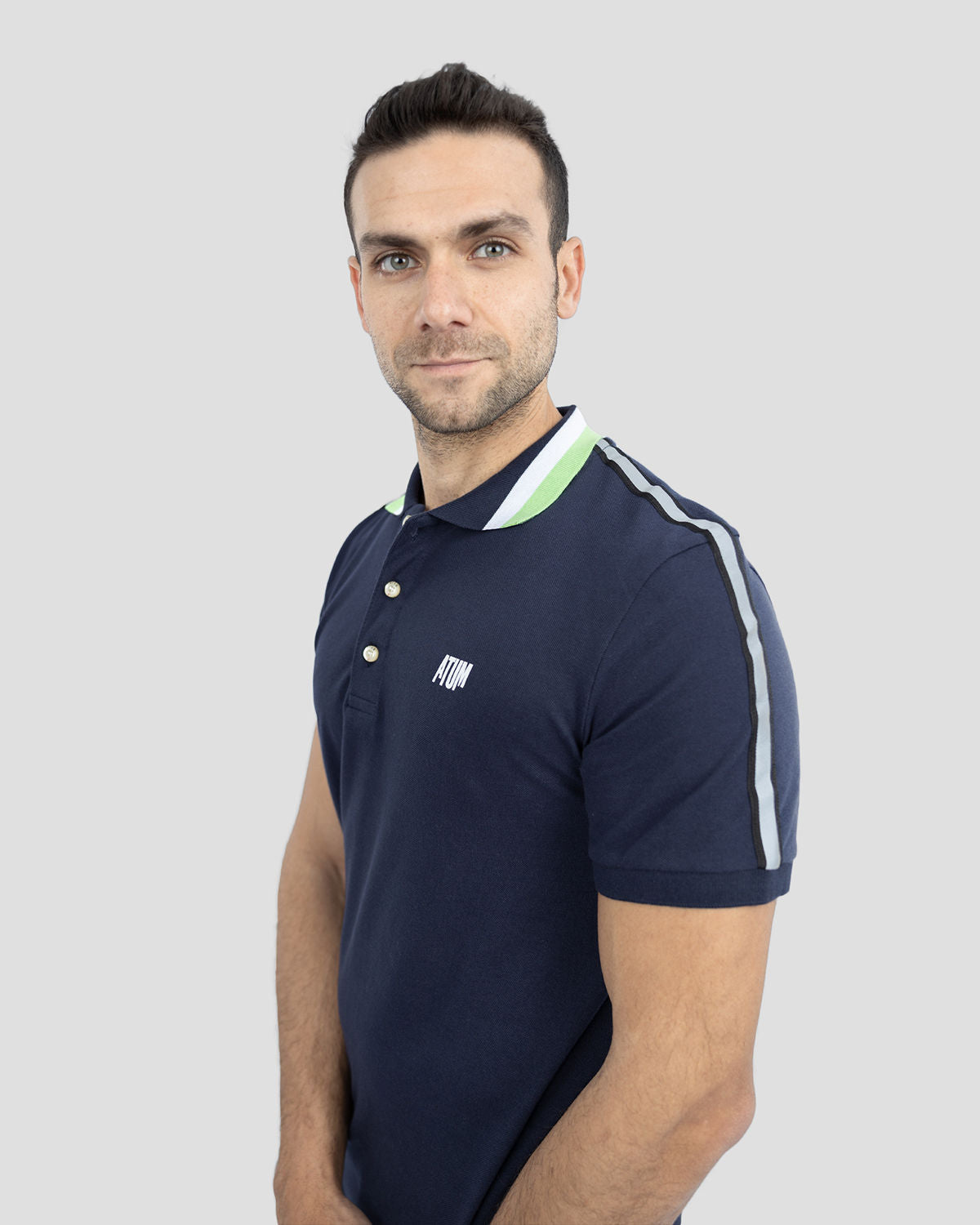 Stripped Neck Navy Polo Shirt