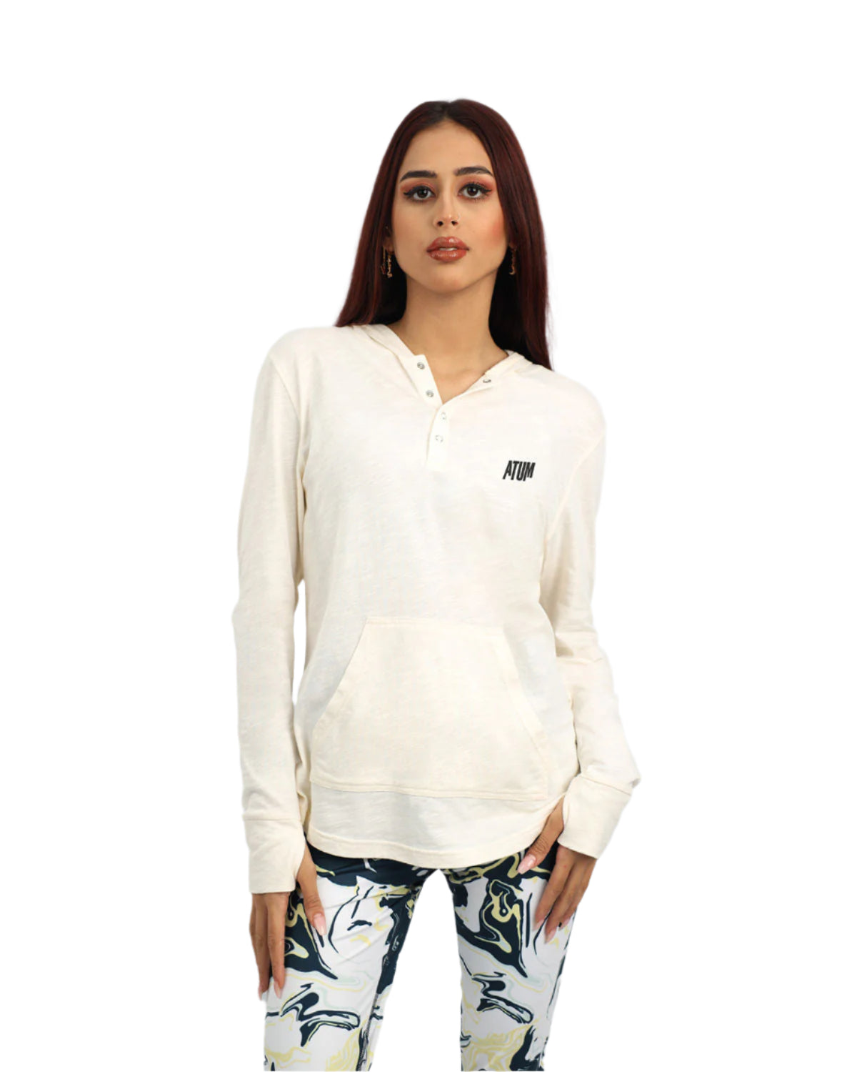 Women's Hooded White T-Shirt-Atum -84761931