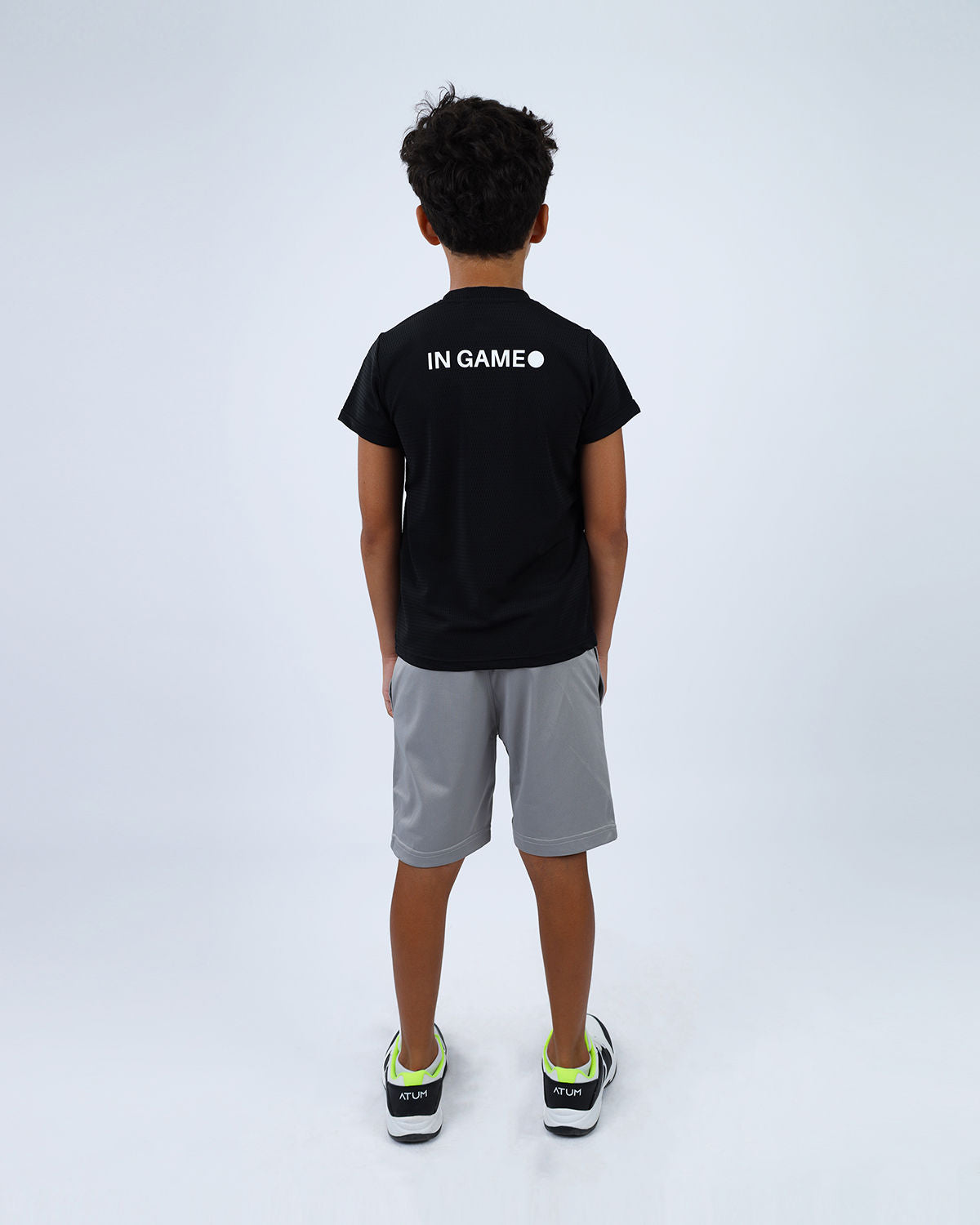 Crew Neck Short Sleeve Black Breathable Top-Atum -63787123