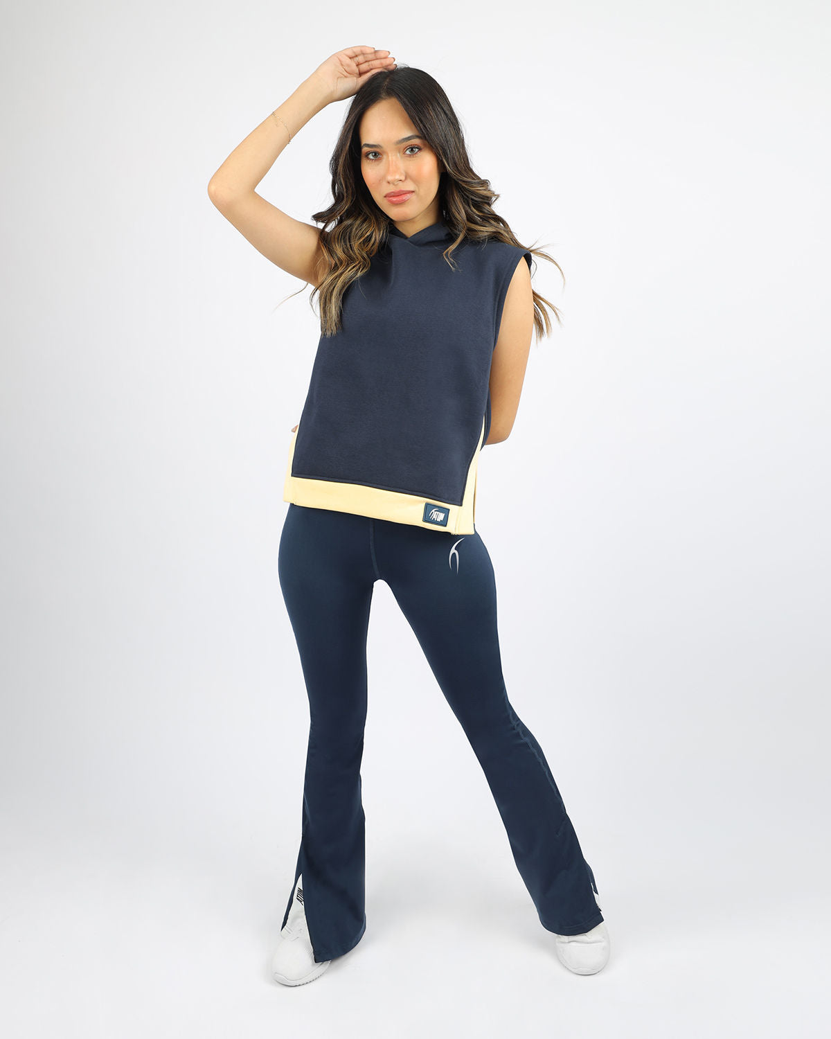 Slit Yoga Navy Leggings-Atum -35870277