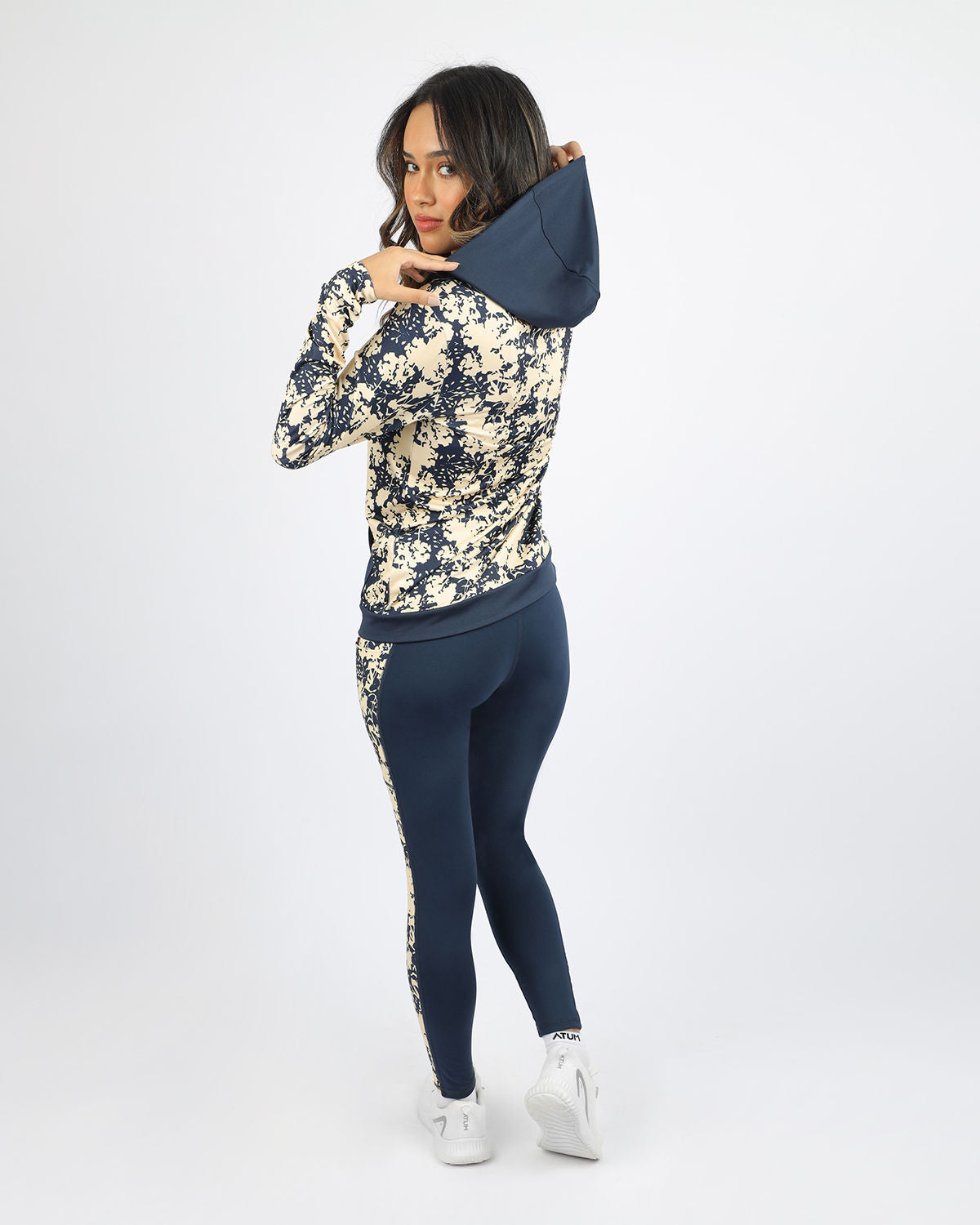 Printed Panel Navy Leggings-Atum -49504594