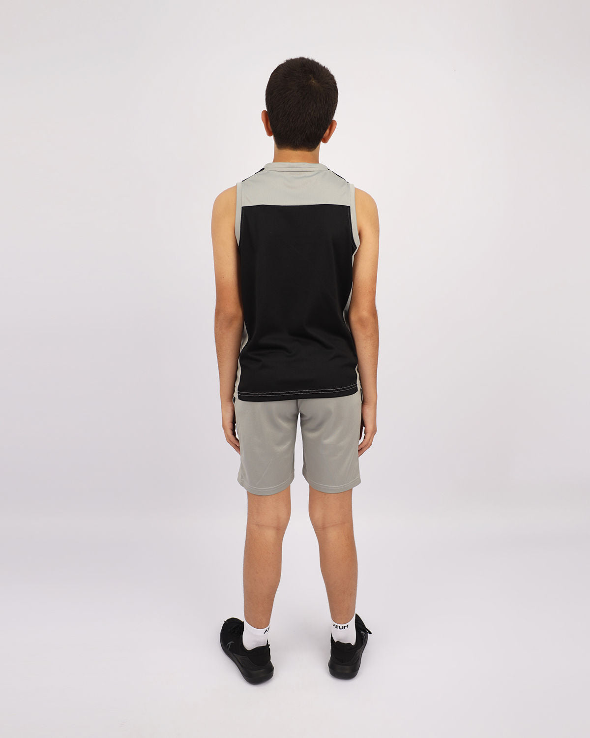 Basic Vneck Gray Tank Top-Atum -39077814